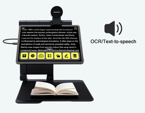 OCR Text-to-speech. Foldable magnifier.